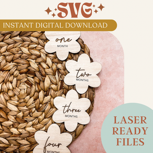 SVG Digital Download Flower Baby Milestone Markers