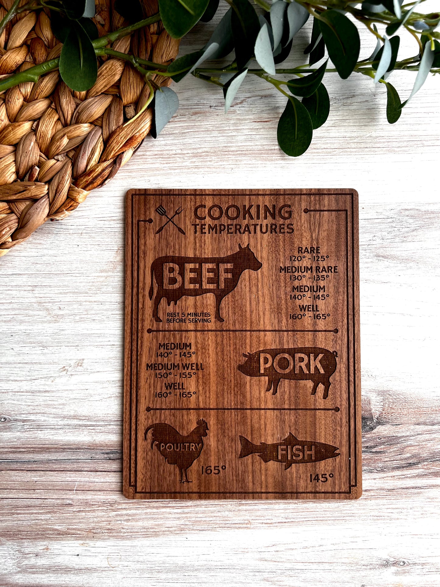 Wooden Cooking Temperatures Magnet