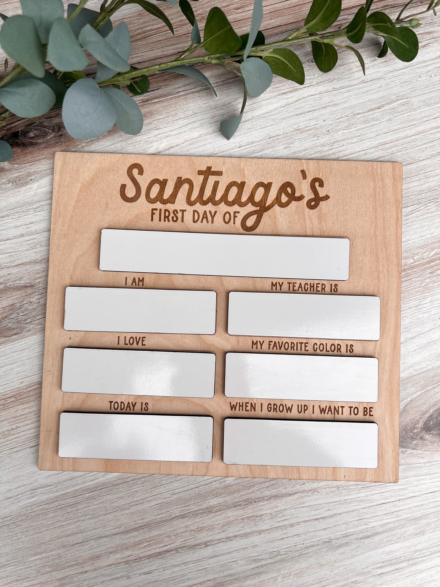 Personalized First Day of School DIY Sign | White Wood