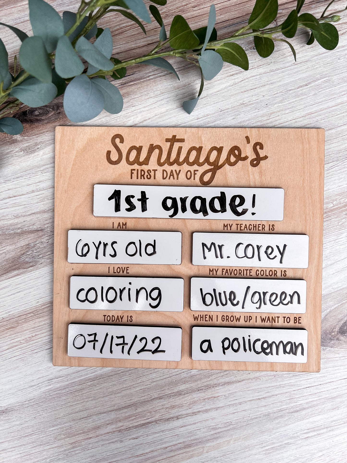 Personalized First Day of School DIY Sign | White Wood