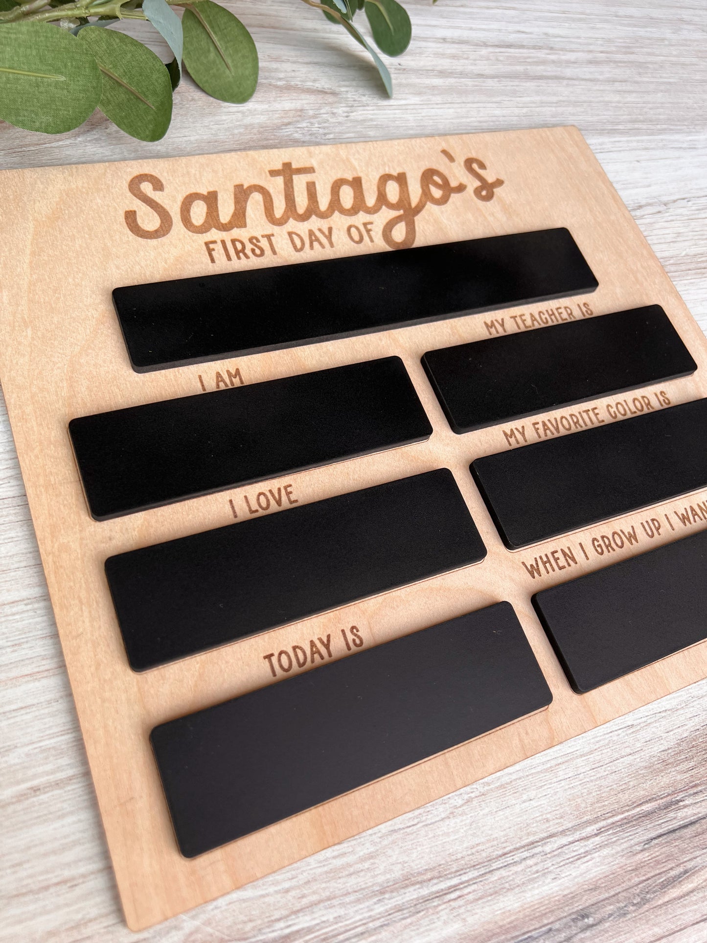 Personalized First Day of School DIY Sign | Black Wood