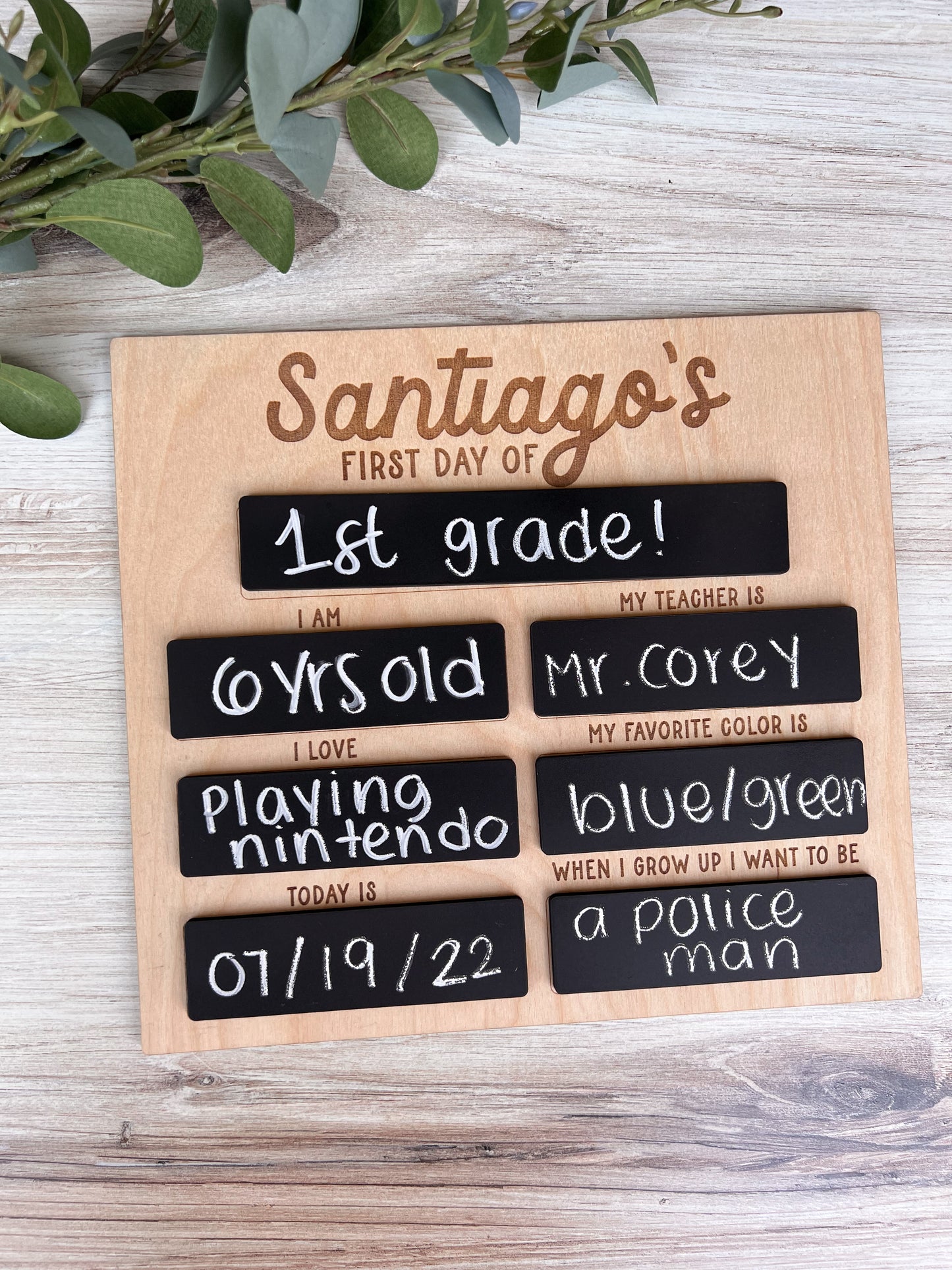 Personalized First Day of School DIY Sign | Black Wood