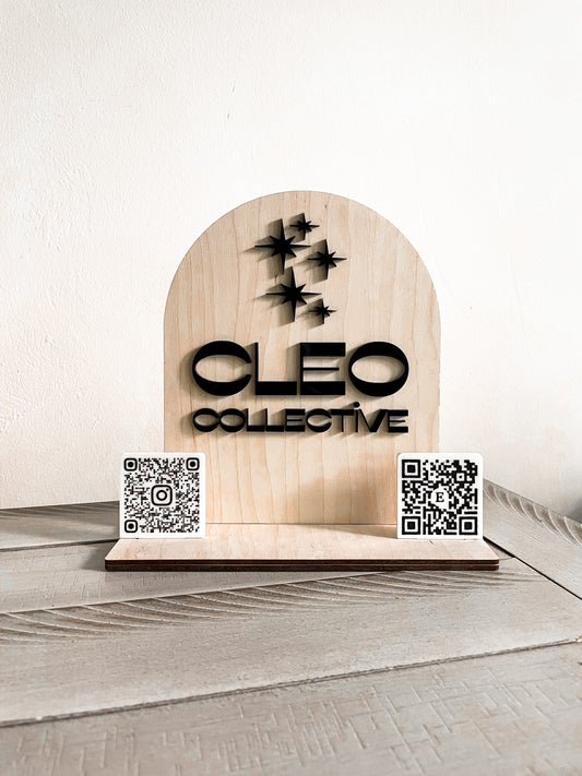 Wood and Acrylic Business QR Code Social Media Sign