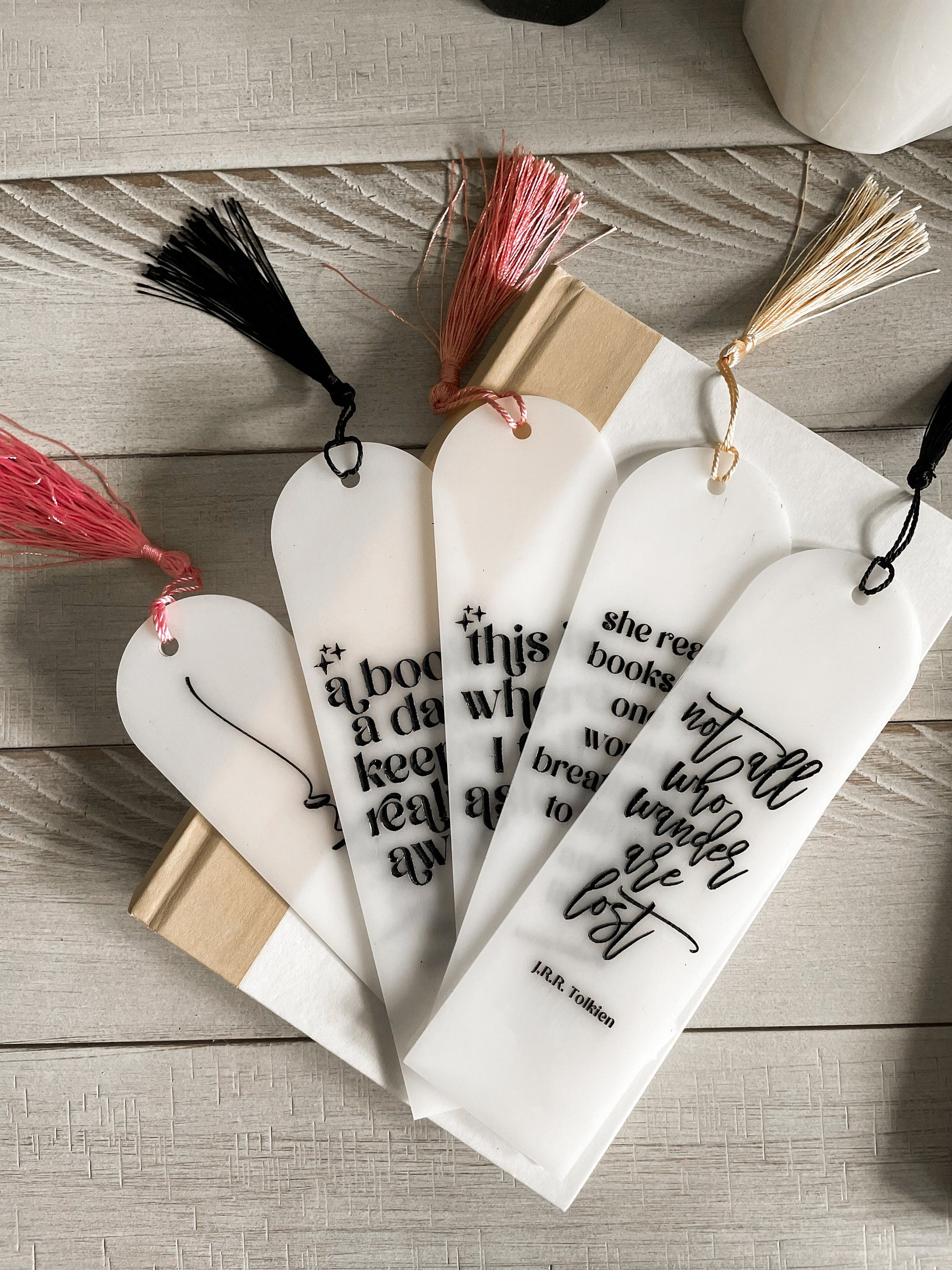 Personalized Clear and Painted Acrylic Bookmarks – Gena Larae Lettering