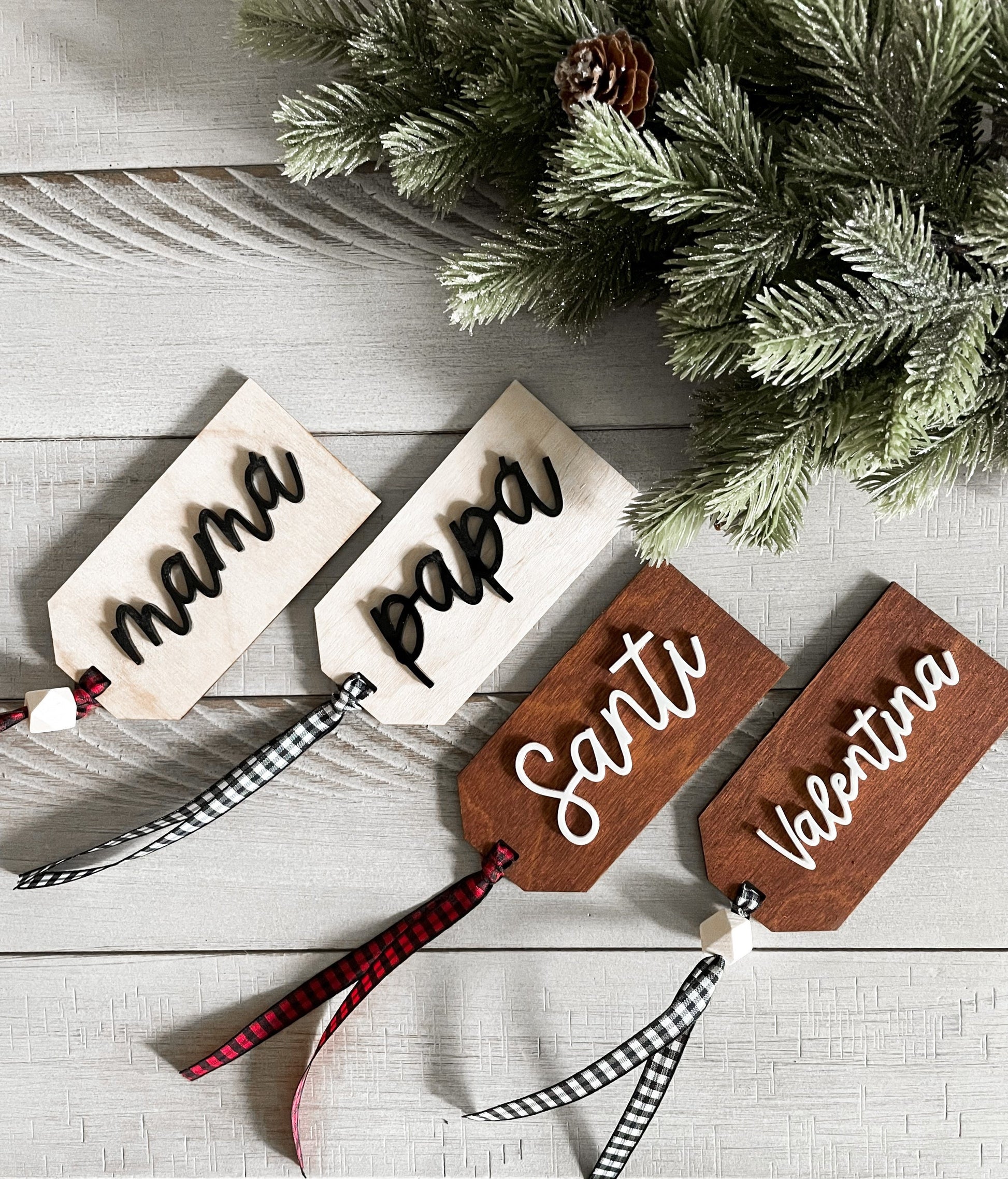Christmas Stocking Name Tags Wooden Name Tags Gift Tags Wooden Tags Stocking  Tags Merry Christmas Place Setting Name Tags 