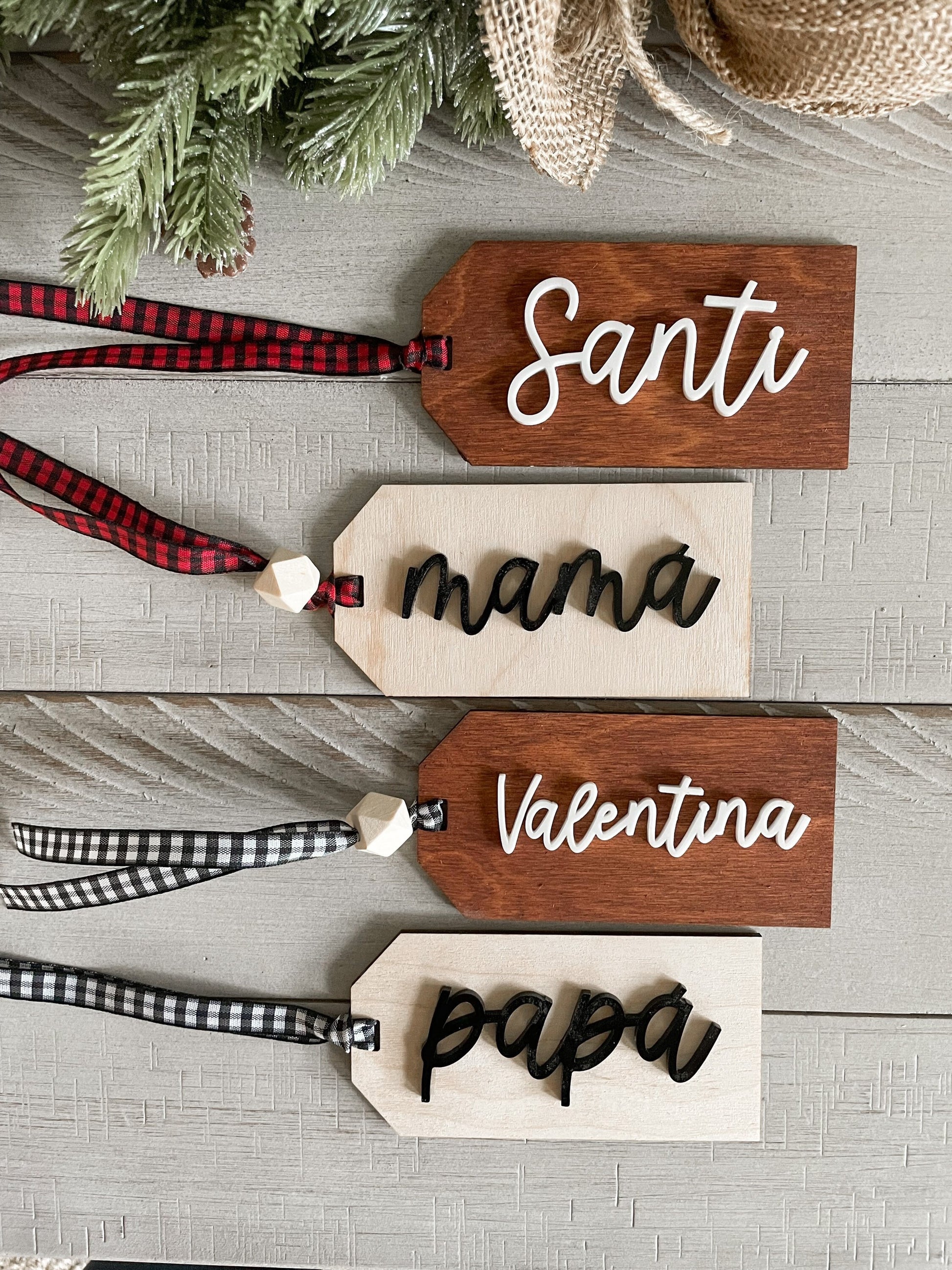 Custom Stocking Name Tags, Christmas Gift Tags, Christmas Name Tag, Wooden Gift  Tags, Wooden Family Gift Tag, Name Sign for Gift Tag 